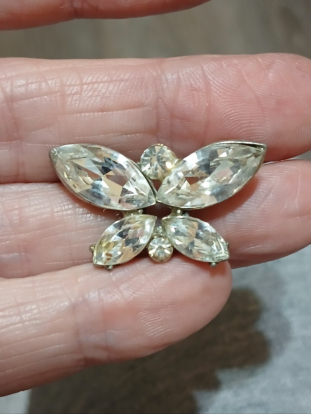 Crystal Marquise Butterfly Brooch - Champagne Colored Rhinestones
